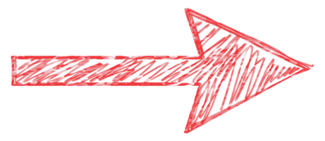 Hand-painted red arrow, cut out - stock . png