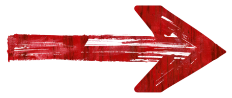 Hand-painted red arrow, cut out - stock . png