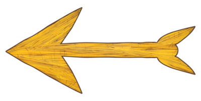 Bold yellow brushstroke arrow, cut out - stock . png