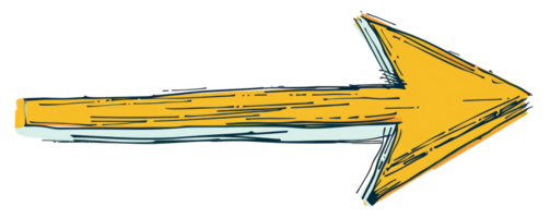 Bold yellow brushstroke arrow, cut out - stock . png