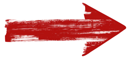 Hand-painted red arrow, cut out - stock . png
