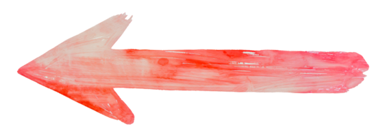 Hand-painted red arrow, cut out - stock . png