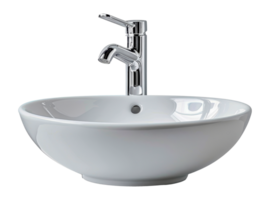 Modern ceramic sink with chrome faucet, cut out - stock .. png