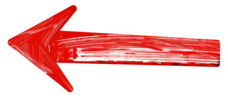 Hand-painted red arrow, cut out - stock . png