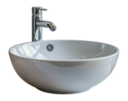 Modern ceramic sink with chrome faucet, cut out - stock .. png