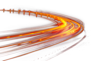 Curved light streaks for night road, cut out - stock .. png