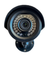 Security camera with infrared LEDs close, cut out - stock . png