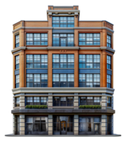 Classic brick building architecture, cut out - stock .. png