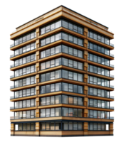 Contemporary apartment building with brick facade, cut out - stock . png