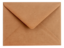 A brown envelope with a flap is sitting on a white background - stock .. png