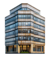 Modern corporate office building with reflective windows, cut out - stock .. png
