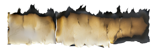 Scorched paper with golden hues and rough texture, cut out - stock .. png