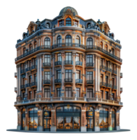 Victorian architecture corner building, cut out - stock .. png