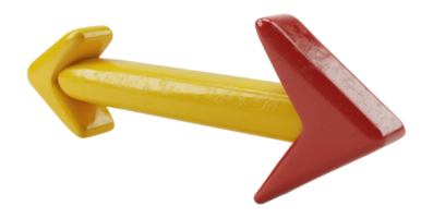 Two-toned yellow and red arrow, cut out - stock . png