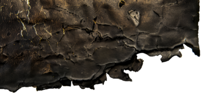 Heavily burnt blackened paper with torn edges, cut out - stock .. png