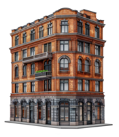 Elegant Parisian style corner building, cut out - stock .. png