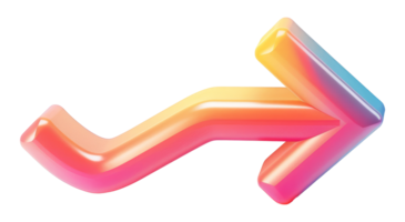 Sculpted arrow art in pink gradient, cut out - stock .. png