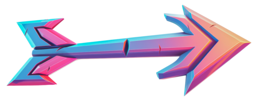 Holographic arrow with sharp edges, cut out - stock .. png