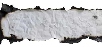 Aged burnt crumpled paper with charred edges, cut out - stock .. png