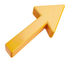 Matte yellow arrow with 3d design, cut out - stock .. png