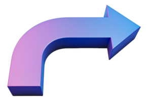 Curved arrow in purple to blue gradient, cut out - stock .. png