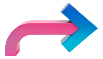 Diagonal arrow with pink and blue contrast, cut out - stock .. png