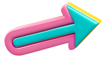 Pastel pink and turquoise arrow with glossy finish, cut out - stock .. png