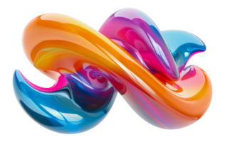 Fluid abstract swirl with gradient colors, cut out - stock .. png