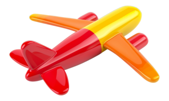Glossy 3d airplane sculpture in bold colors, cut out - stock .. png