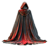 Dramatic red and black cloaked figure in darkness, cut out - stock .. png