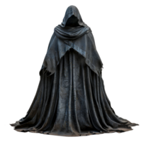 Enigmatic dark cloaked figure with ancient aura, cut out - stock .. png