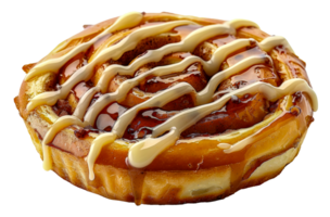 Apple cinnamon roll topped with white icing, cut out - stock .. png