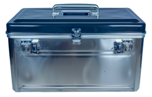 Large blue tool chest open revealing compartments, cut out - stock .. png