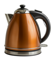 Copper electric kettle with black handle, cut out - stock .. png