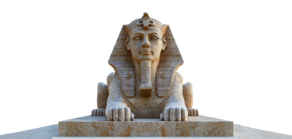 Frontal view of an Egyptian sphinx statue, cut out - stock .. png