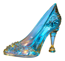 Elegant blue crystal high heel shoe, cut out - stock .. png
