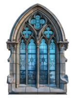 Gothic stone arch window, cut out - stock .. png