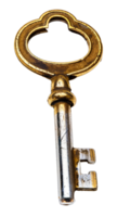 Vintage ornate gold key, cut out - stock .. png