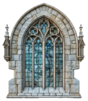 Gothic stone arch window, cut out - stock .. png