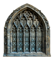 Gothic stone arch window, cut out - stock .. png
