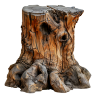 Ancient weathered tree trunk, cut out - stock .. png