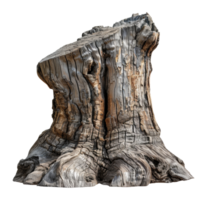 Ancient weathered tree trunk, cut out - stock .. png