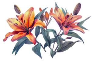 Two orange lilies are in a drawing - stock .. png