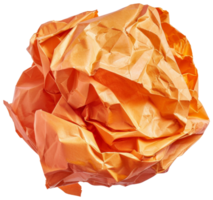 A crumpled piece of orange paper with a shiny surface - stock .. png