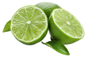 A lime is cut in half and has a green leaf on top - stock .. png