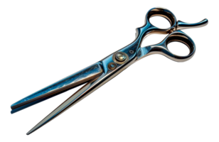 Professional blue hairdressing scissors, cut out - stock .. png