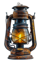 Rustic lantern with glowing candle, cut out - stock .. png