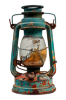 Rustic old lantern with chipped paint, cut out - stock .. png