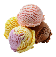 Assorted ice cream scoops of different flavors, cut out - stock .. png