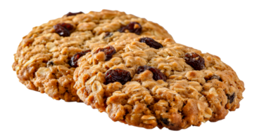 Delicious oatmeal raisin cookies with chewy texture, cut out - stock .. png